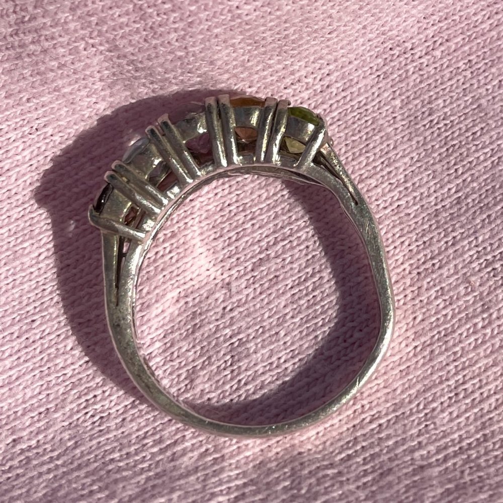 Sterling and Semi Precious Stone Rainbow Ring 6 - Picture 11 of 13